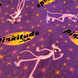 Pink Panther ‘pinkitude’ character Approx 42”X 52” fabric cotton flannel.